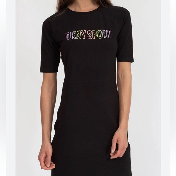 DKNY Sport Womens Ombre Logo Dress Black Size Small NWTs - Picture 1 of 16